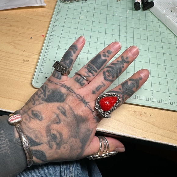 Sterling silver handmade artisan Strawberry Ring 11.5 - Picture 4 of 5